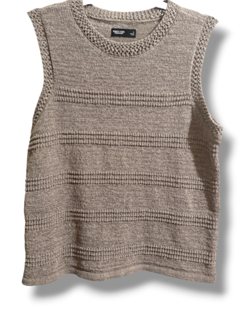 Simply Vera Women's Vera Wang Sweater Tank Top Vest Taupe Brown NWOT